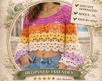 Häkeln Daisy Mesh Pullover Muster