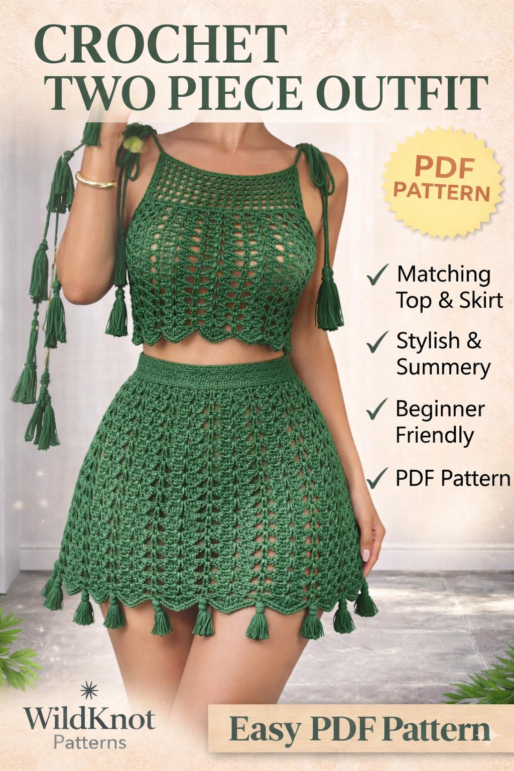 22 Maxi Skirt Crochet Patterns to Make for Summer, Festivals, and Beyond 12 Boho Crochet Outfit Pattern Lace Crop Top & Maxi Skirt