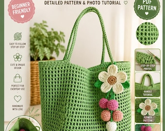 Daisy Bloom Crochet Tote Bag Häkelmuster