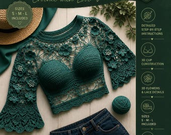 Lace Blossom Crop Top Häkelanleitung PDF