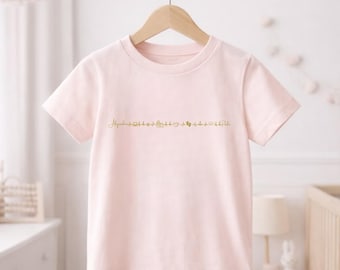 Personalisierte Kleinkind Lebenslinie Shirt, benutzerdefinierte Union Herzschlag T-Shirt, Name & Geschichte Shirt der Eltern, minimalistische Familie Verbindung Baby Geschenk