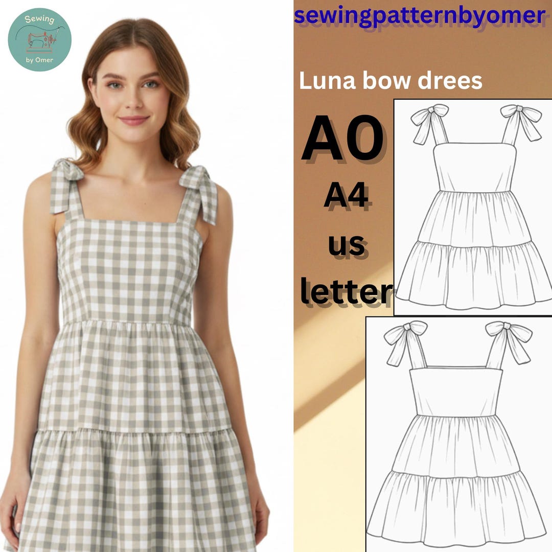 Luna Bow Dress Sewing Pattern , Bow Blossom Dress , Buttercup Bow Dress ...