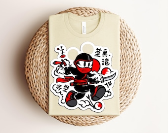 Ninja Mickey Shirt, Samurai Cartoon Warrior Tee, Japanese Style Martial Arts Graphic Shirt