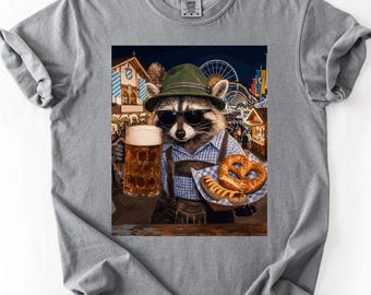 Oktoberfest Raccoon Shirt, German Beer Festival Drinking Matching Tee, Beer Lover Gift, Funny Trash Panda Lederhosen Top, Prost Apparel,
