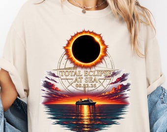 Total Eclipse At Sea 08 12 26 Shirt, Solar Totality Eclipse Cruise Tee,Unisex Funny Shirt, August 12 Astronomy Vacation Apparel,