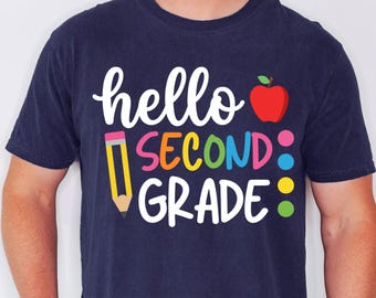 Custom Hello Second Grade Shirt, Personalized Team 2nd Grade Design, Funny Back To School Teacher Tee, First Day Student Outfit,
