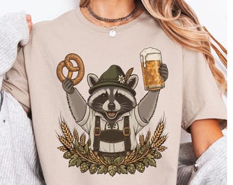 Octoberfest Raccoon Shirt, Funny Beer Festival Tee, German Oktoberfest Fall Drinking Top, Pretzel And Beer Trash Panda Outfit,