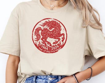 Comfort Colors Year of the Fire Horse Shirt,1966 2026 Zodiac Tee,60th Birthday Gift for Women ,Men,Chinese Astrology Apparel, Retro 1966 Tee