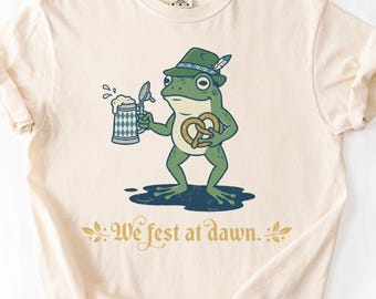 Oktoberfest Funny Frog Shirt, We Fest At Dawn Tee, Gift For Beer And Animal Lover, German Festival Drinking Top, Bavarian Party Outfit,