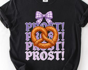 Oktoberfest Cute Pretzel Shirt, Oktoberfest Drinking Team Shirt, Beer Festival Gift, Prost Coquette Bow Tee, Womens Fall Party Top,