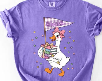 Coquette Silly Goose Kinder Shirt, Cute Back To School Gift For Girls, Kindergarten Teacher Top, Grades Collection Apparel, Pink Bow Tee,