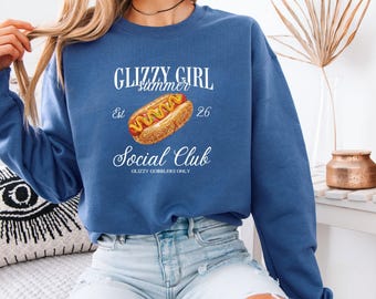 Glizzy Girl Summer Social Club Shirt,Funny Glizzy Gobbler Tee,4th ofJuly Hot Dog Lover Tshirt, Baseball Season Apparel, BBQ Party Top,