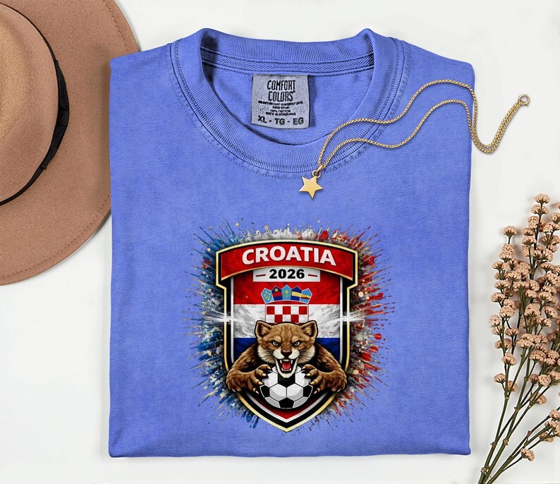 Comfort Colors® Croatia Mascot Soccer Shirt, World Tournament 2026 Gift Graphic Tee, Football Jersey Style Sports Fans Unisex T-Shirt Bild 15