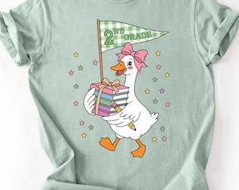 Coquette Silly Goose 2nd Grade Shirt, Cute Back To School Gift For Girls, Second Grade Teacher Top, Grades Collection Apparel, Pink Bow Tee,
