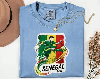 Comfort Colors® Senegal Soccer 2026 Logo Graphic Tee, Team Nations Senegalese Football Design, 26' World USA Tournament Fan Unisex T-Shirt