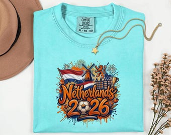 Comfort Colors® Netherlands 2026 Soccer Shirt, World Tournament Country Gift Graphic Tee, Football Style Sports Fan Supporter Unisex T-Shirt