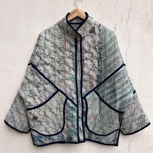 Boho Reversible Kantha Quilt Jacket – Vintage Patchwork Hippie Coat, One of a Kind
