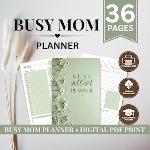 Busy Mom Planner Bundle | Daily, Weekly, Monthly Organizer (Digital Download PDF)