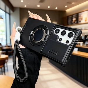 Armor-behuizing met magnetische beugel voor Samsung S25-S21-serie met draagkoord, schuifdeksel voor camera
