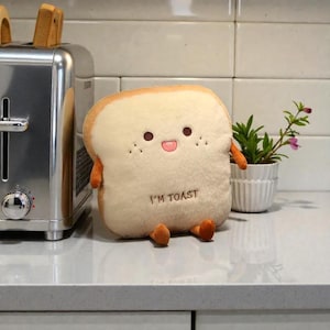 Almohada de peluche de pan tostado kawaii / Cojín de pan de terciopelo, decoración de habitación