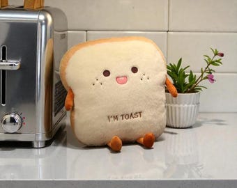 Almofada de pelúcia Kawaii em formato de torrada | Almofada de veludo em formato de pão, decoração para quarto