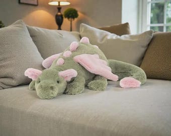 Dragão de pelúcia verde kawaii – Decoração de quarto, companheiro aconchegante para abraçar