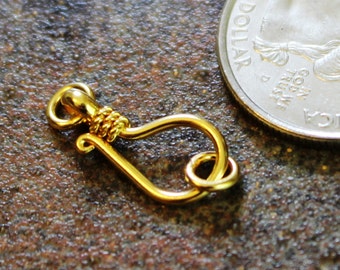 Vermeil Clasp | Vermeil Hook and Eye Clasp, 16.3 mm, with Twisted Wire Ornaments