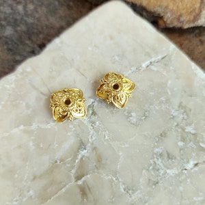 Bali Vermeil Bead Cap, 4.3 x 11.6 mm, pkg of 2