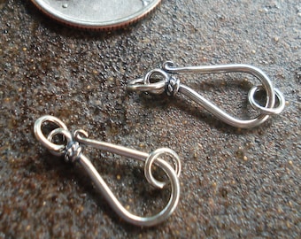 Sterling Silver Clasp, Oxidized Bali Sterling Silver Hook and Eye Clasp, 18.5 mm, with Twisted Wire Ornaments