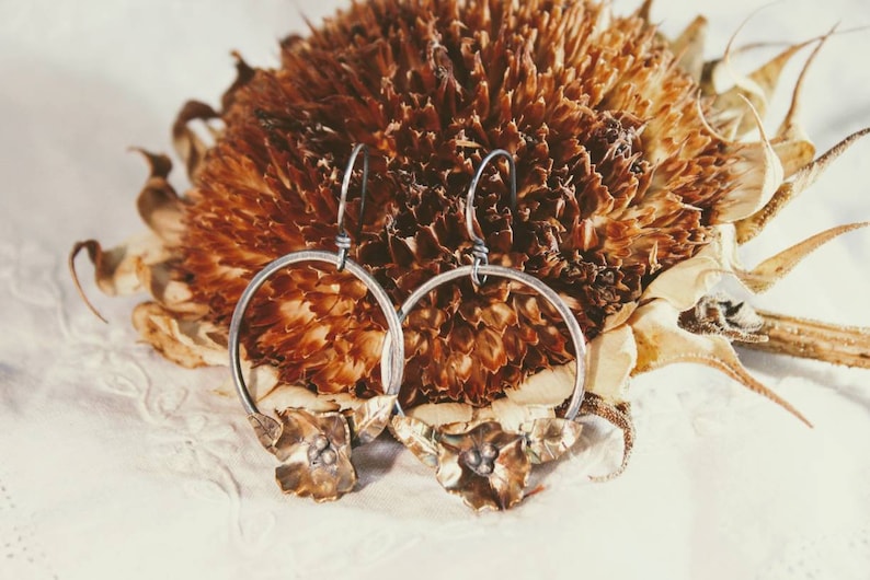 Hope Blooms Bronze and Silver Earrings