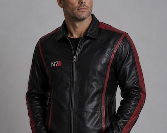 Hademade Mass Effect N7 Commander Cosplay Shepard Leather Jacket