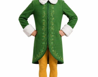 Handmade William Buddy Elf Christmas Green Wool Will Ferrell Coat Costume