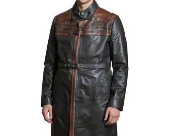 Handmade Watch Dogs 3 Legion Aiden Brown Leather Trench Coat