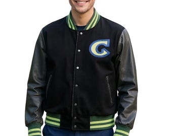 Handmade Capcom Black Wool Leather Sleeves Street Fighter 6 Varsity Jacket