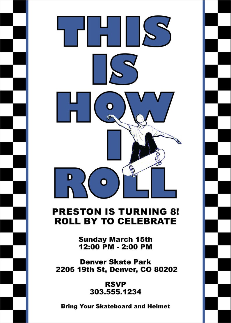 Skateboard Party Invitation image 1