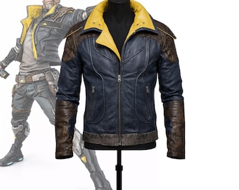 Zane Vault Borderlands Leather Jacket, Cosplay Gaming Outfit, Distressed Biker Style