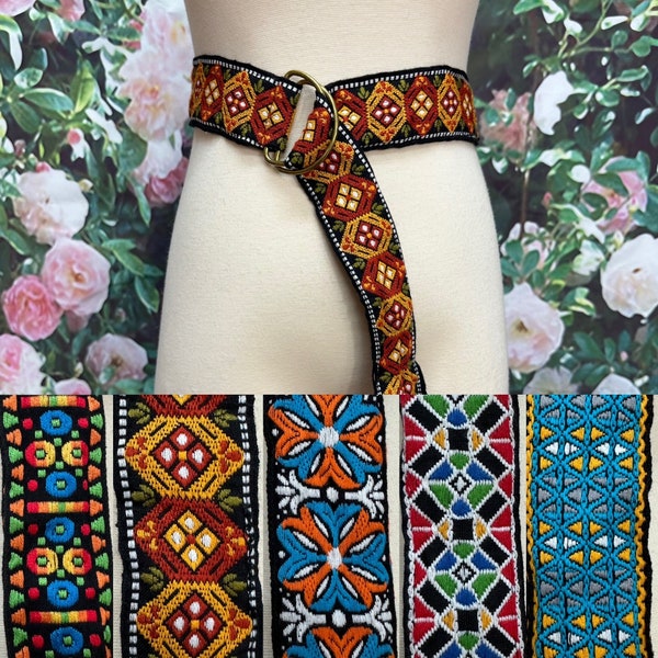 70s Kim Craftsmen Woven Tapestry Belt Groovy
