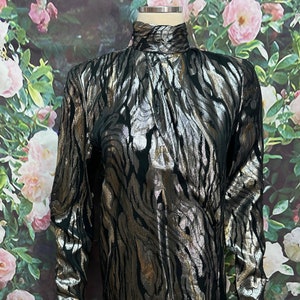 80s Starington Silver Lurex Animal Striped Blouse