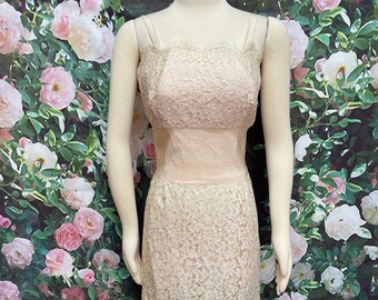 60s Jackie Morgan Pink Lace Slip Dress Cocktail Dress