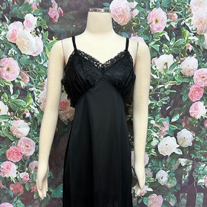 60s Vanity Fair Black Nylon Lace Dress Slip Size 36