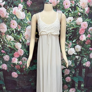70s Gilead White Smocked Slip Nightgown Size 36