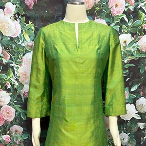 60s Lime Green Dupioni Shot Silk Mini Dress Small - Etsy