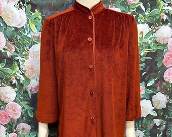 70s Deweese Design Rust Terrycloth Coverup Blouse