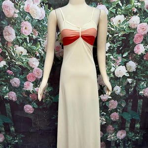 70s Ivory Mod Nightgown Orange Stripes Berkshire Juniors