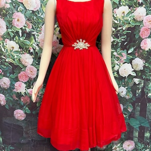 50s Red Flare Dress - Etsy