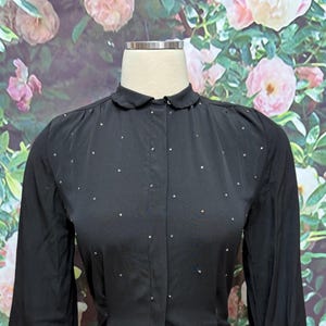40s Black Rayon Rhinestone Blouse The Winston