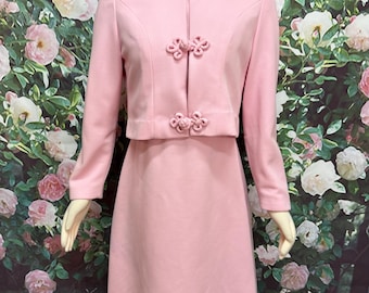 60s Dan Lee Pink Dress Suit Frog Closure Jacket
