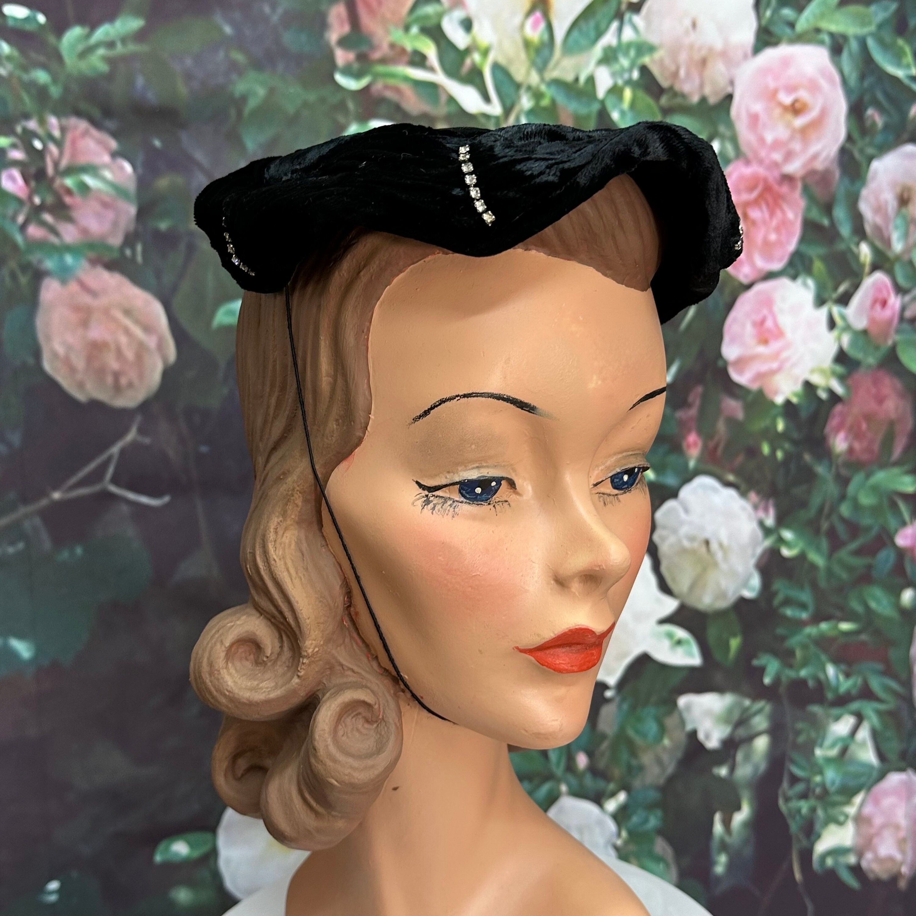 Vintage Silk Hat With Rhinestone Embellishments USM-FS1211-BKGO-1-LMK__96110.  main image 3