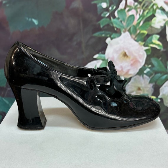 20s Black Patent Leather Mary Jane Shoes Size 5.5 Gem