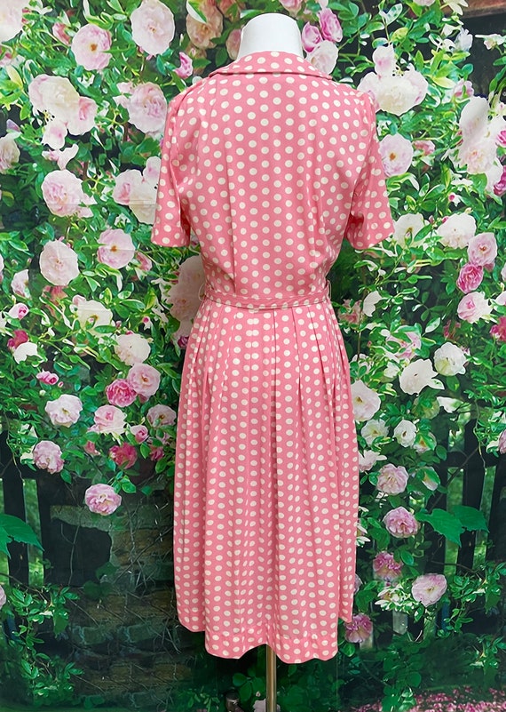 60s Pink White Polka Dot Dress Zip Front Pockets Etsy Canada
